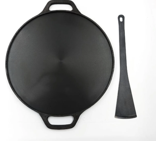 Cast Iron Roti/Chapati/Dosa Kallu Tawa Smooth Finish with Iron Ladle | 12 inch - Image 2